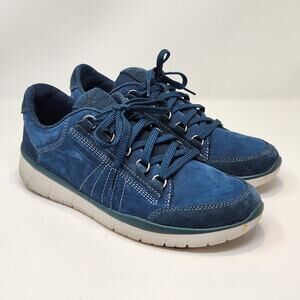 Allrounder by Mephisto Blue Leather Sneakers Women Size 10 Comfort Casual Shoes
